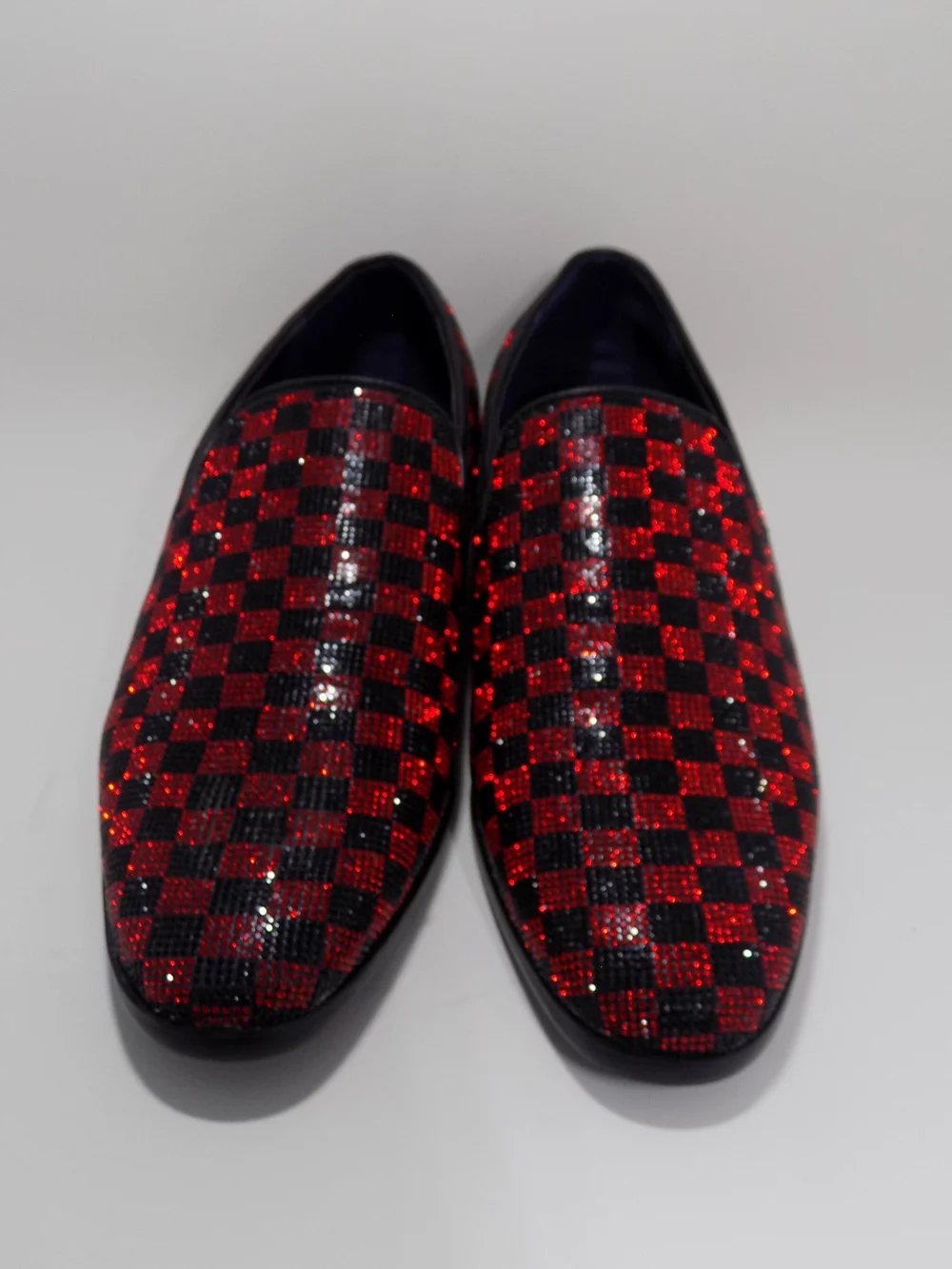Men's Red & Black Checkered Slip-On Loafers